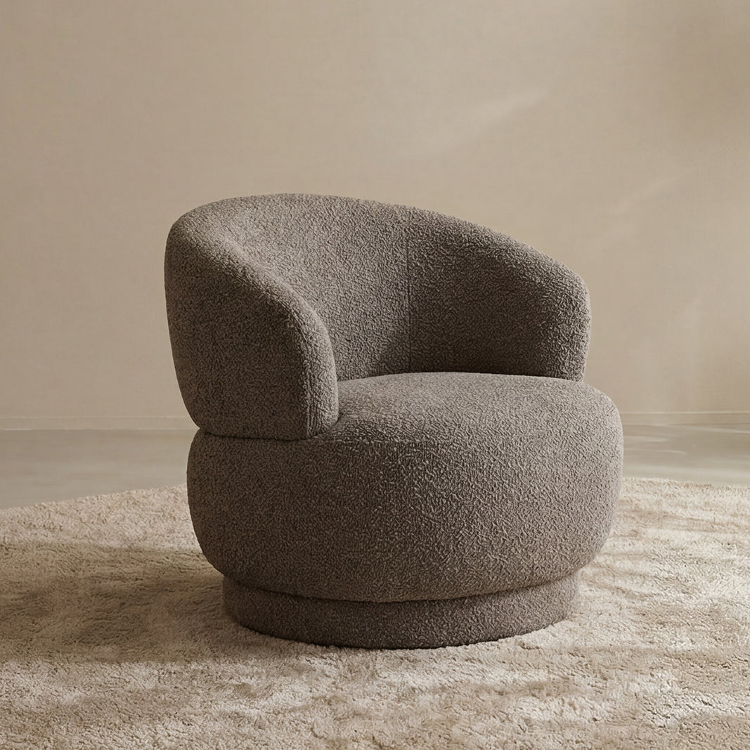 Label51 - Fauteuil pivotant Alvito - Bouclé - Champignon - 80 x 80 x 70 cm