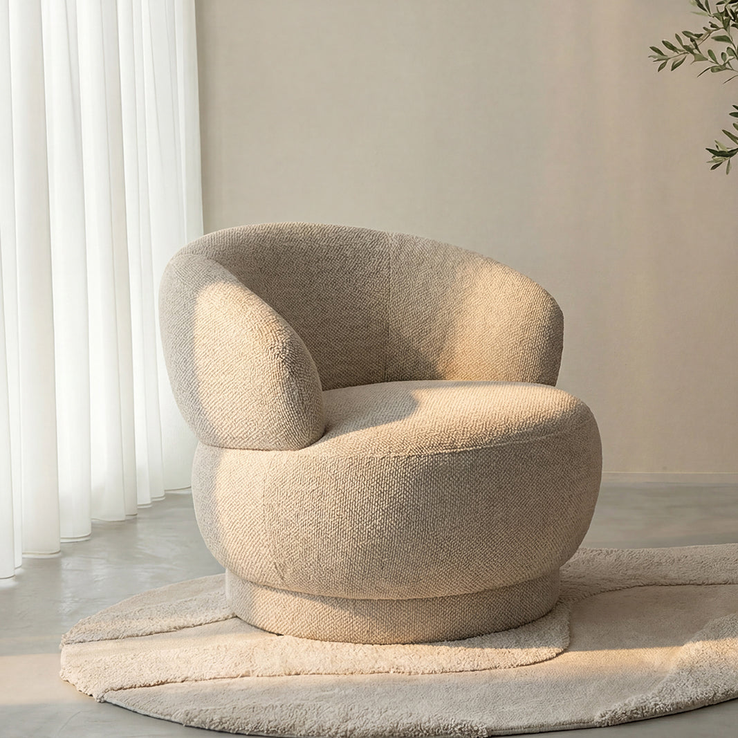 Label51 - Fauteuil pivotant Alvito - Bouclé - Naturel - 80 x 80 x 70 cm
