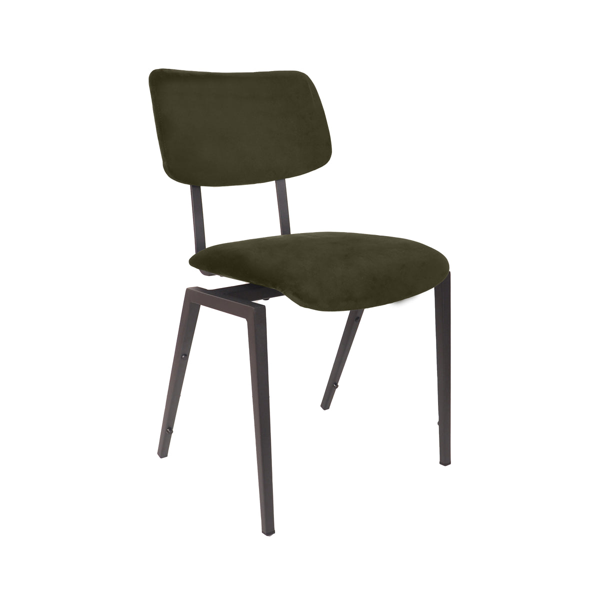 Label51 - Chaise d'école empilable - Velours - Vert chasseur - 45 x 50 x 81 cm