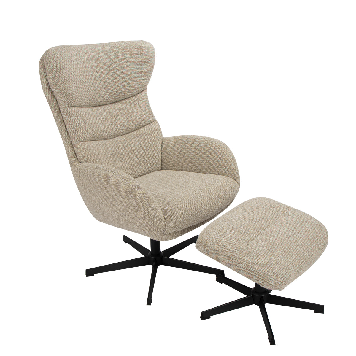Label51 - Fauteuil pivotant Malmo - Bouclé - Naturel - 75 x 82 x 108 cm