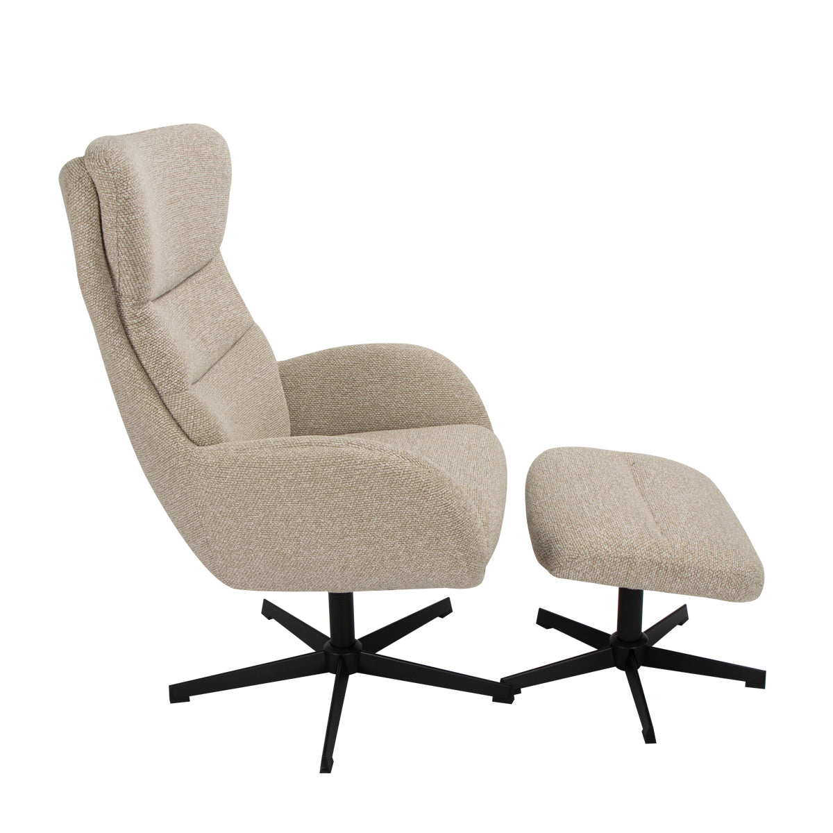 Label51 - Fauteuil pivotant Malmo - Bouclé - Naturel - 75 x 82 x 108 cm