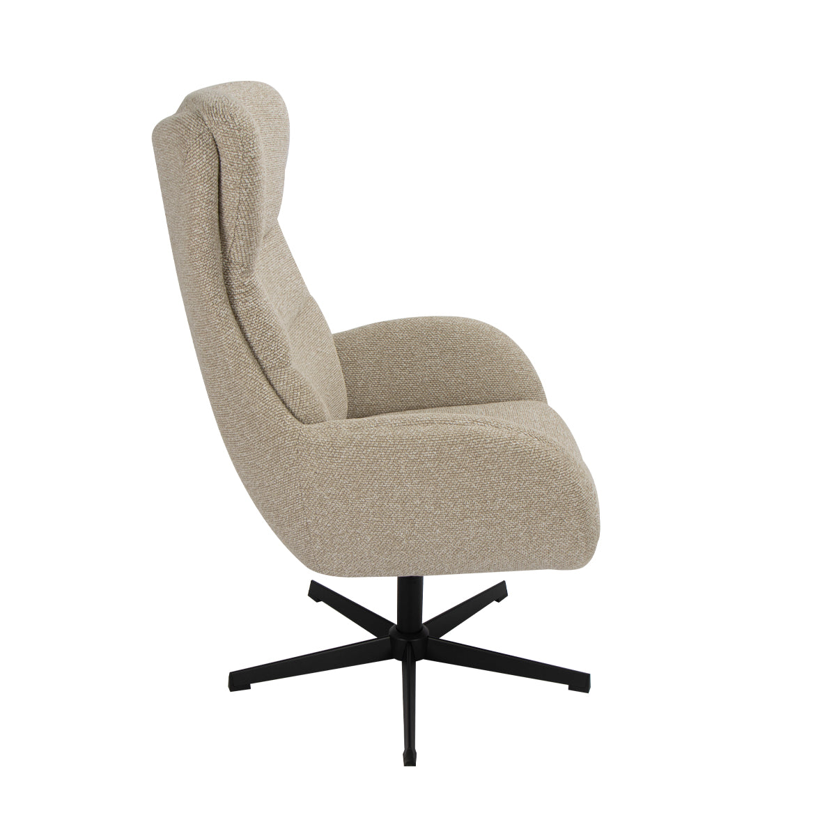 Label51 - Fauteuil pivotant Malmo - Bouclé - Naturel - 75 x 82 x 108 cm