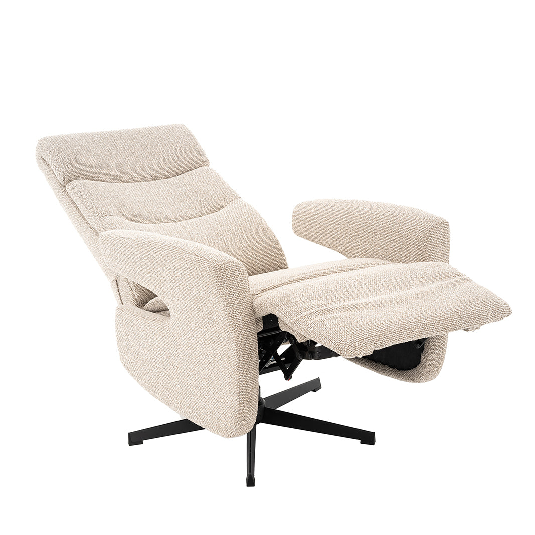 Label51 - Elektrische relaxfauteuil Tampere - Bouclé - Naturel - 72 x 88 x 115 cm