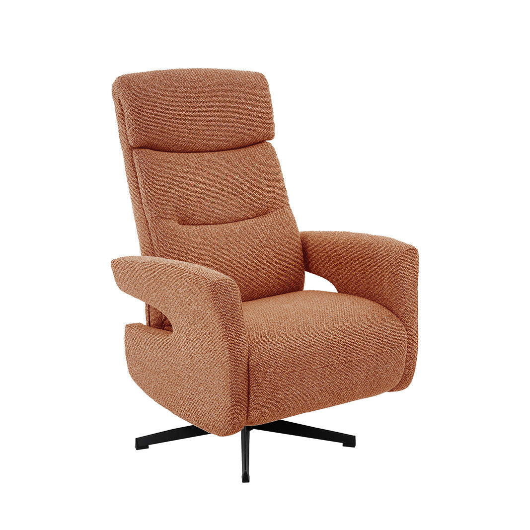 Label51 - Fauteuil relax électrique Tampere - Bouclé - Corail - 72 x 88 x 115 cm