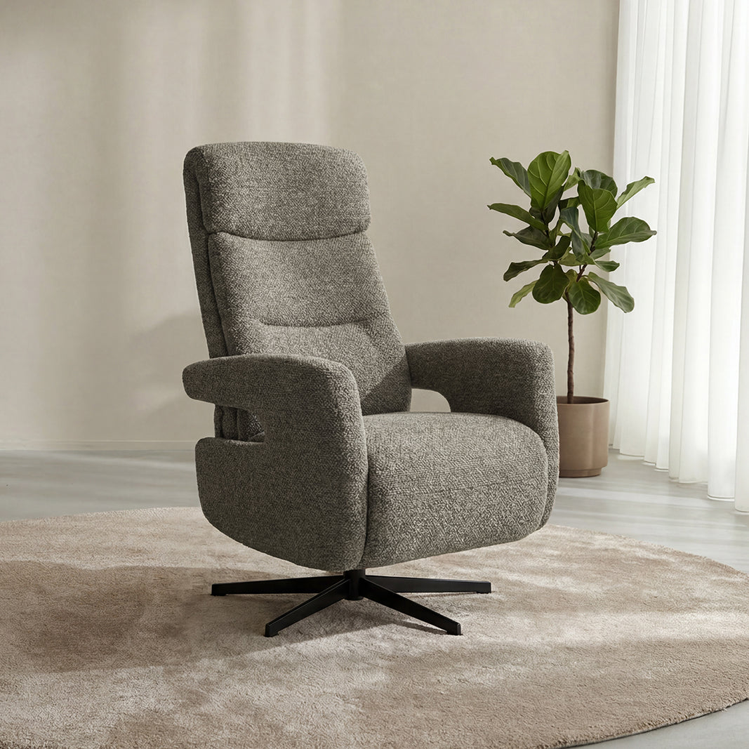 Label51 - Fauteuil relax électrique Tampere - Bouclé - Champignon - 72 x 88 x 115 cm