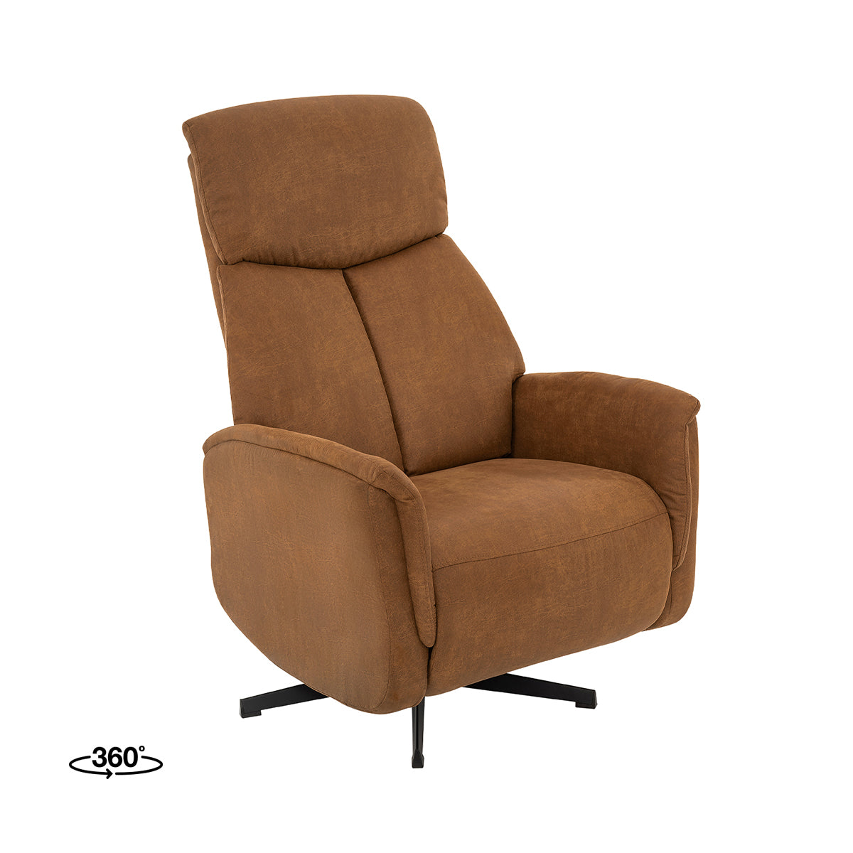 Label51 - Fauteuil relax électrique Aarhus - Microsuède - Cognac - 73 x 86 x 114 cm