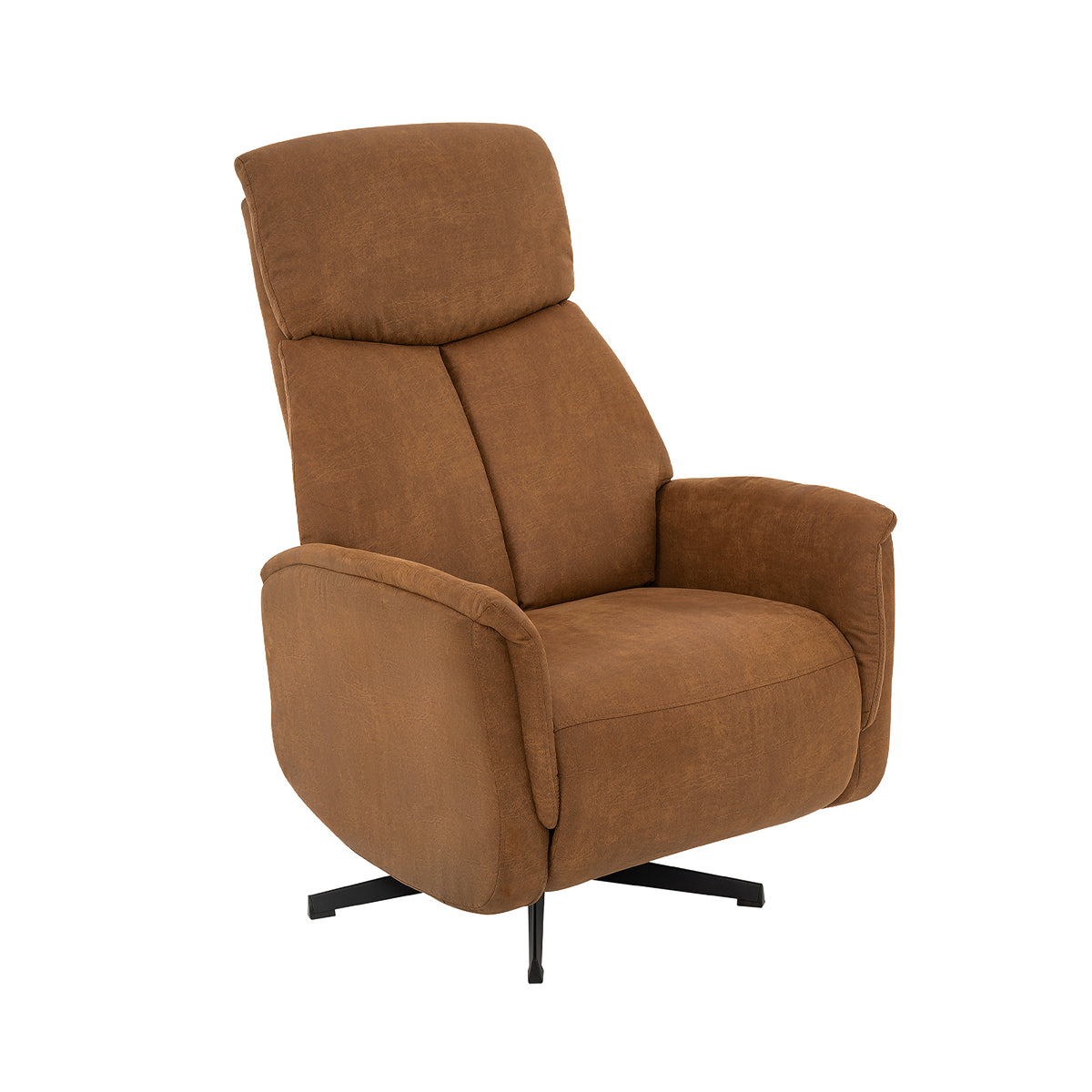Label51 - Fauteuil relax électrique Aarhus - Microsuède - Cognac - 73 x 86 x 114 cm