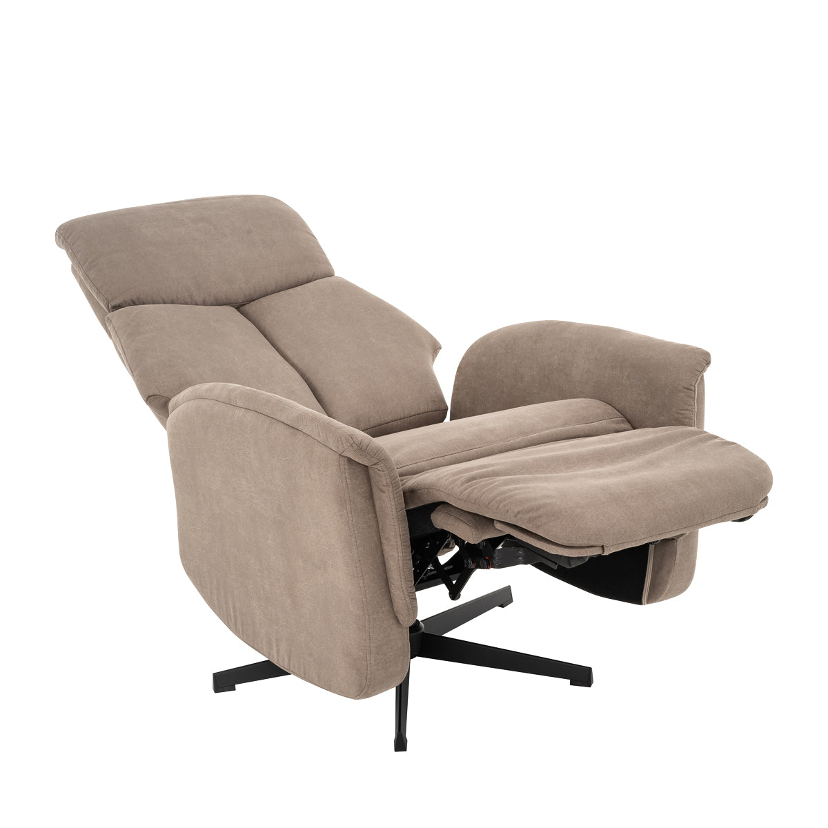 Label51 - Elektrische relaxfauteuil Aarhus - Microsuède - Taupe - 73 x 86 x 114 cm