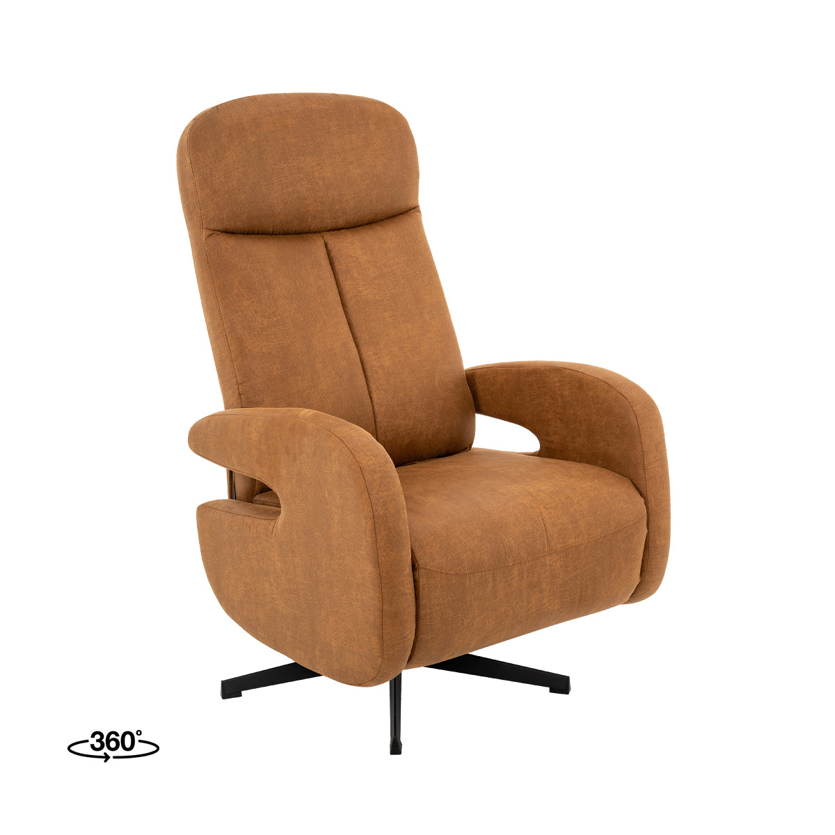 Label51 - Relaxfauteuil Esbjerg - Microsuède - Cognac - 68 x 84 x 114 cm