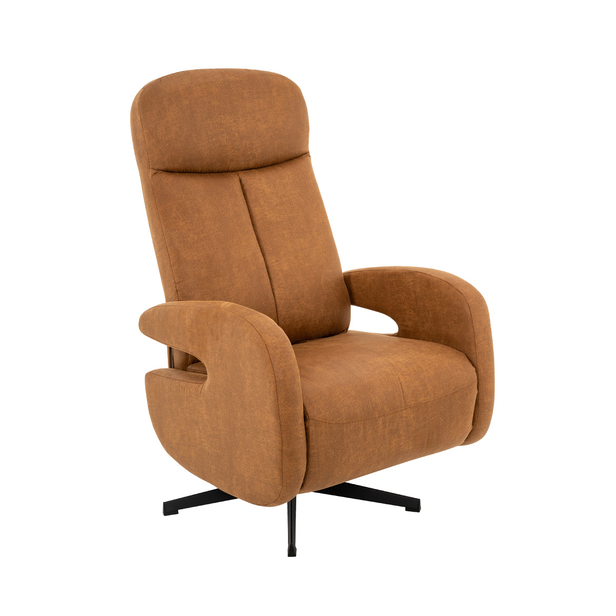 Label51 - Relaxfauteuil Esbjerg - Microsuède - Cognac - 68 x 84 x 114 cm