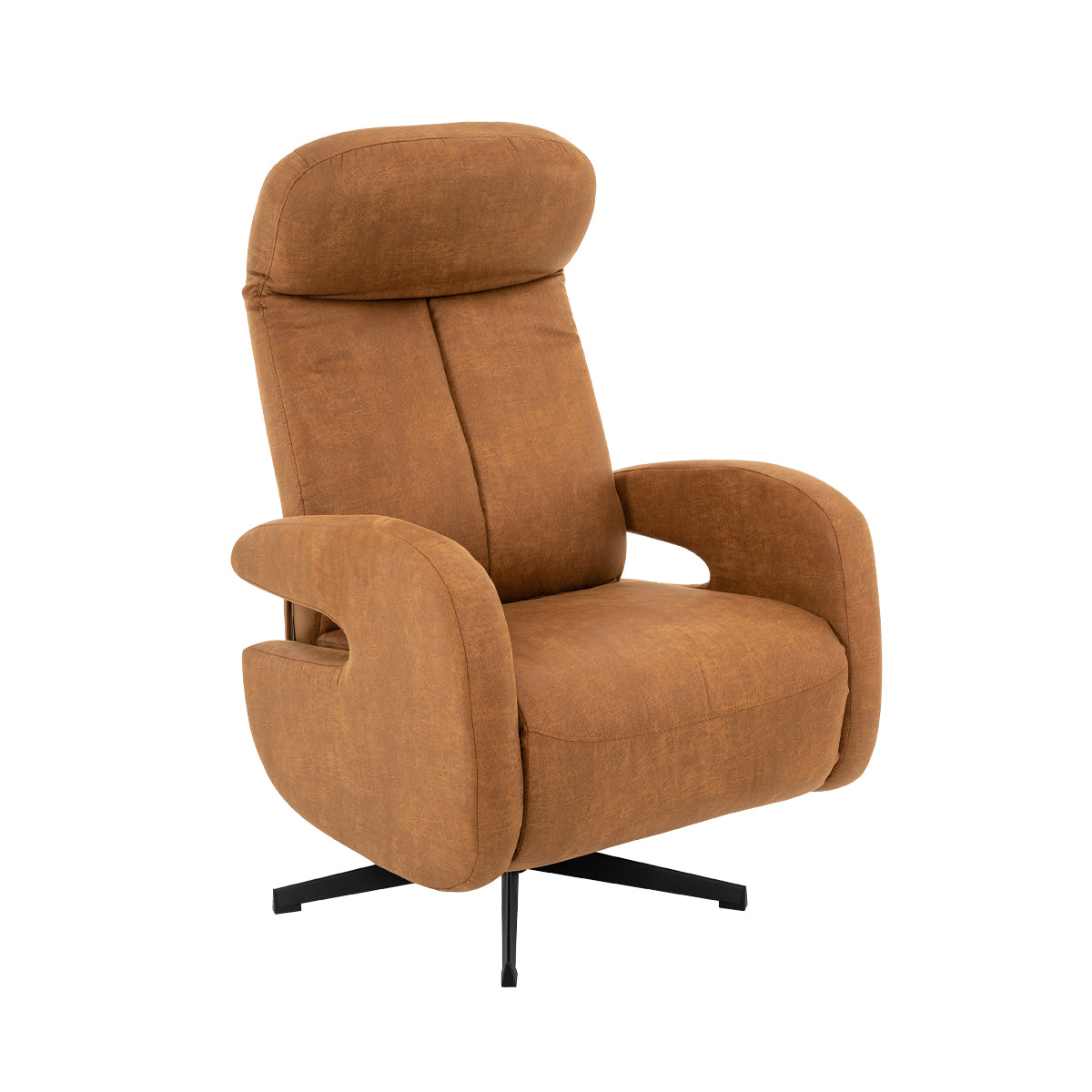 Label51 - Fauteuil relax Esbjerg - Microsuède - Cognac - 68 x 84 x 114 cm
