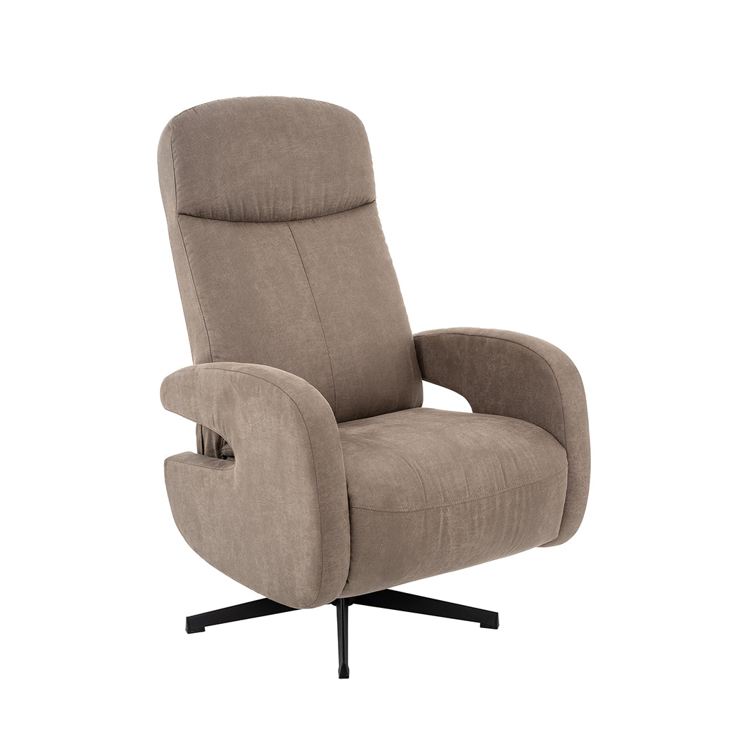 Label51 - Fauteuil relax Esbjerg - Microsuède - Taupe - 68 x 84 x 114 cm
