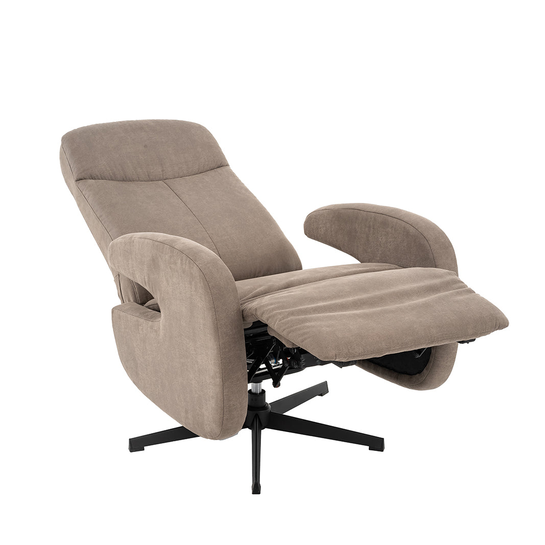 Label51 - Relaxfauteuil Esbjerg - Microsuède - Taupe - 68 x 84 x 114 cm