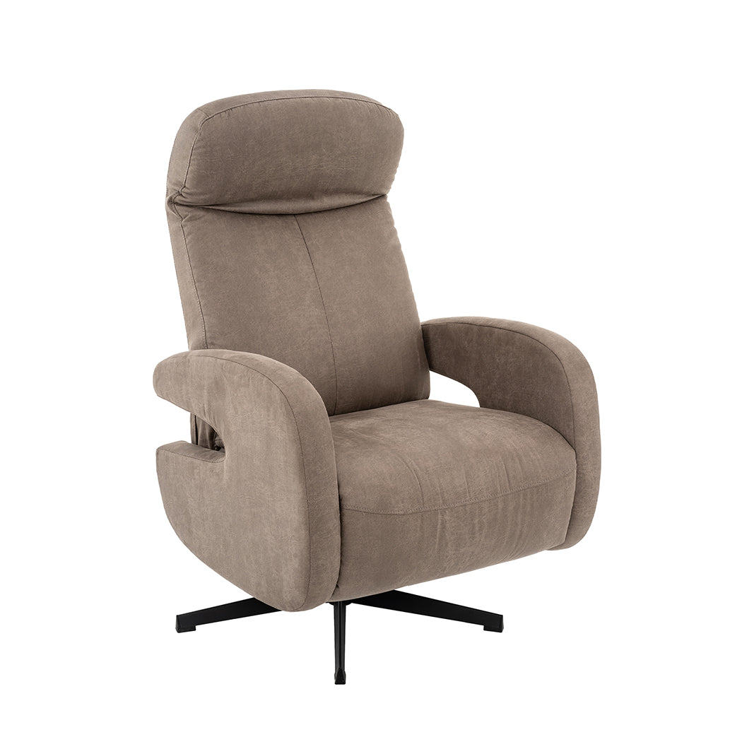 Label51 - Relaxfauteuil Esbjerg - Microsuède - Taupe - 68 x 84 x 114 cm