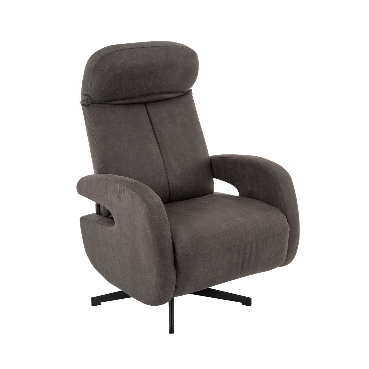 Label51 - Fauteuil relax Esbjerg - Microsuède - Anthracite - 68 x 84 x 114 cm