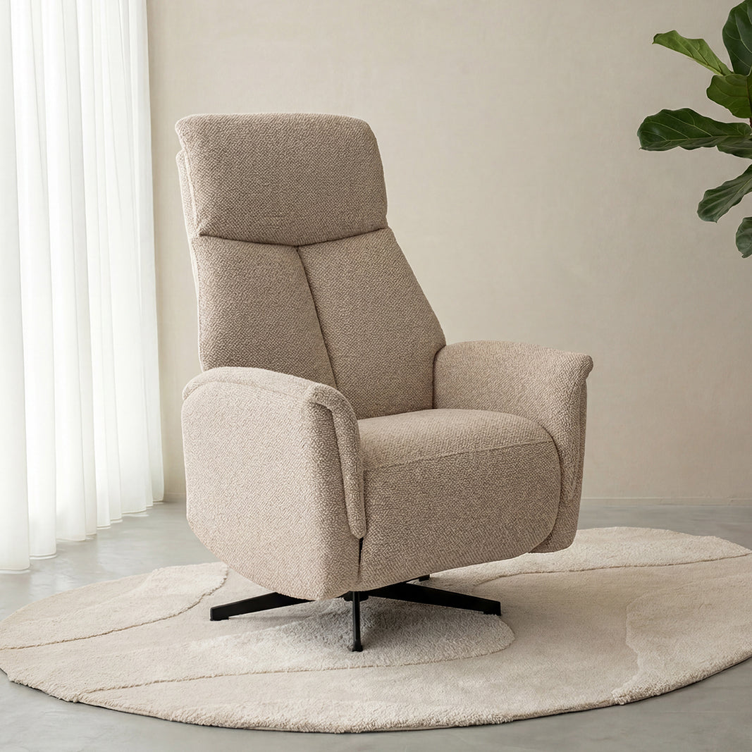 Label51 - Fauteuil relax Helsinki - Bouclé - Naturel - 73 x 86 x 114 cm