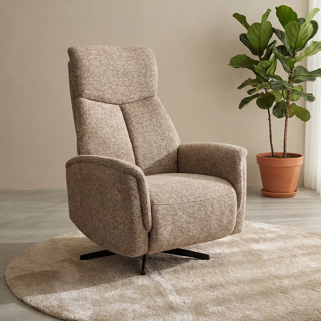 Label51 - Fauteuil relax Helsinki - Bouclé - Champignon - 73 x 86 x 114 cm