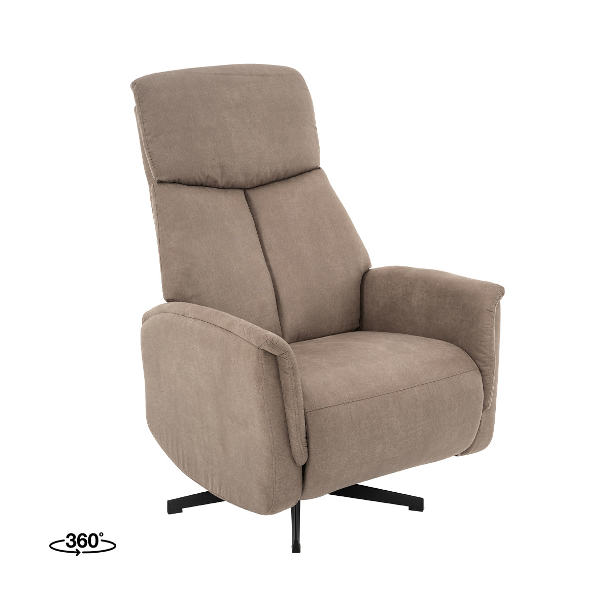 Label51 - Fauteuil relax Helsinki - Microsuède - Taupe - 73 x 86 x 114 cm