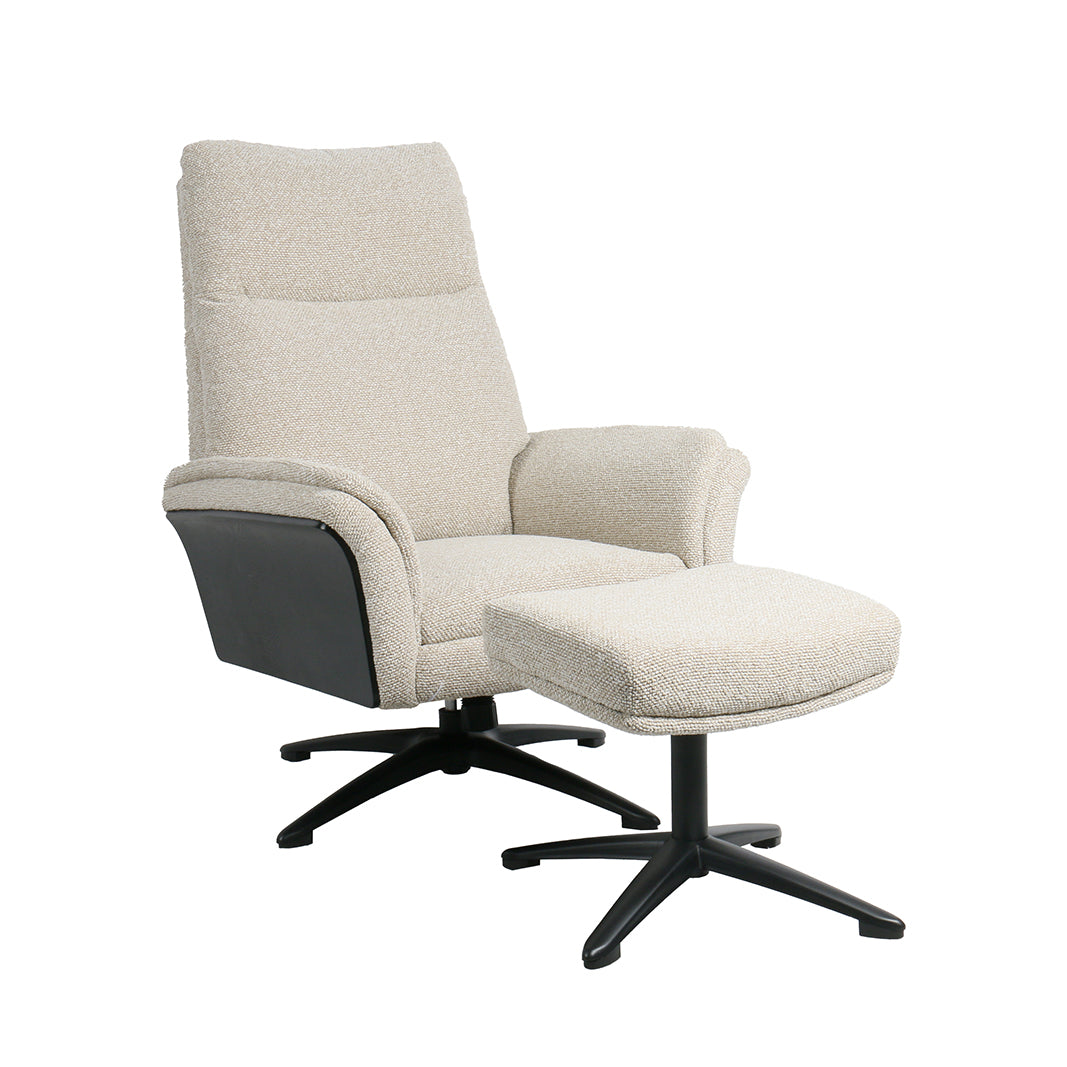 Label51 - Fauteuil relax Zenza + repose-pieds - Bouclé - Naturel - 76 x 91 x 109 cm