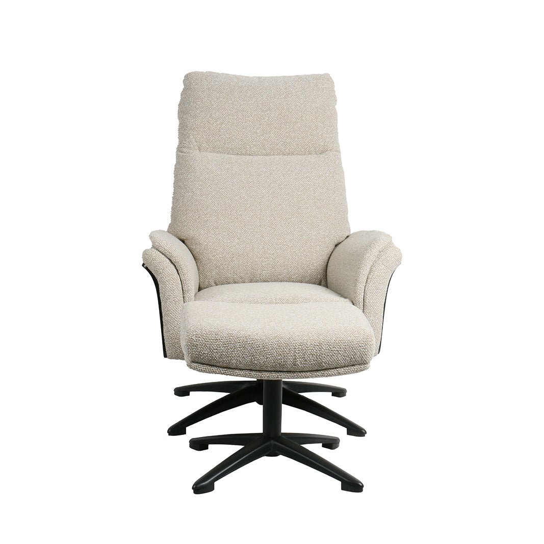 Label51 - Fauteuil relax Zenza + repose-pieds - Bouclé - Naturel - 76 x 91 x 109 cm