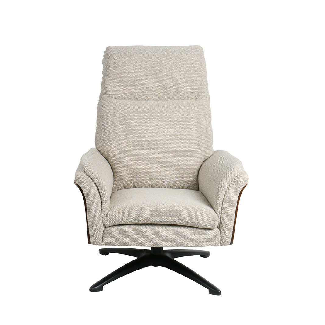 Label51 - Fauteuil relax Zenza + repose-pieds - Bouclé - Naturel - 76 x 91 x 109 cm