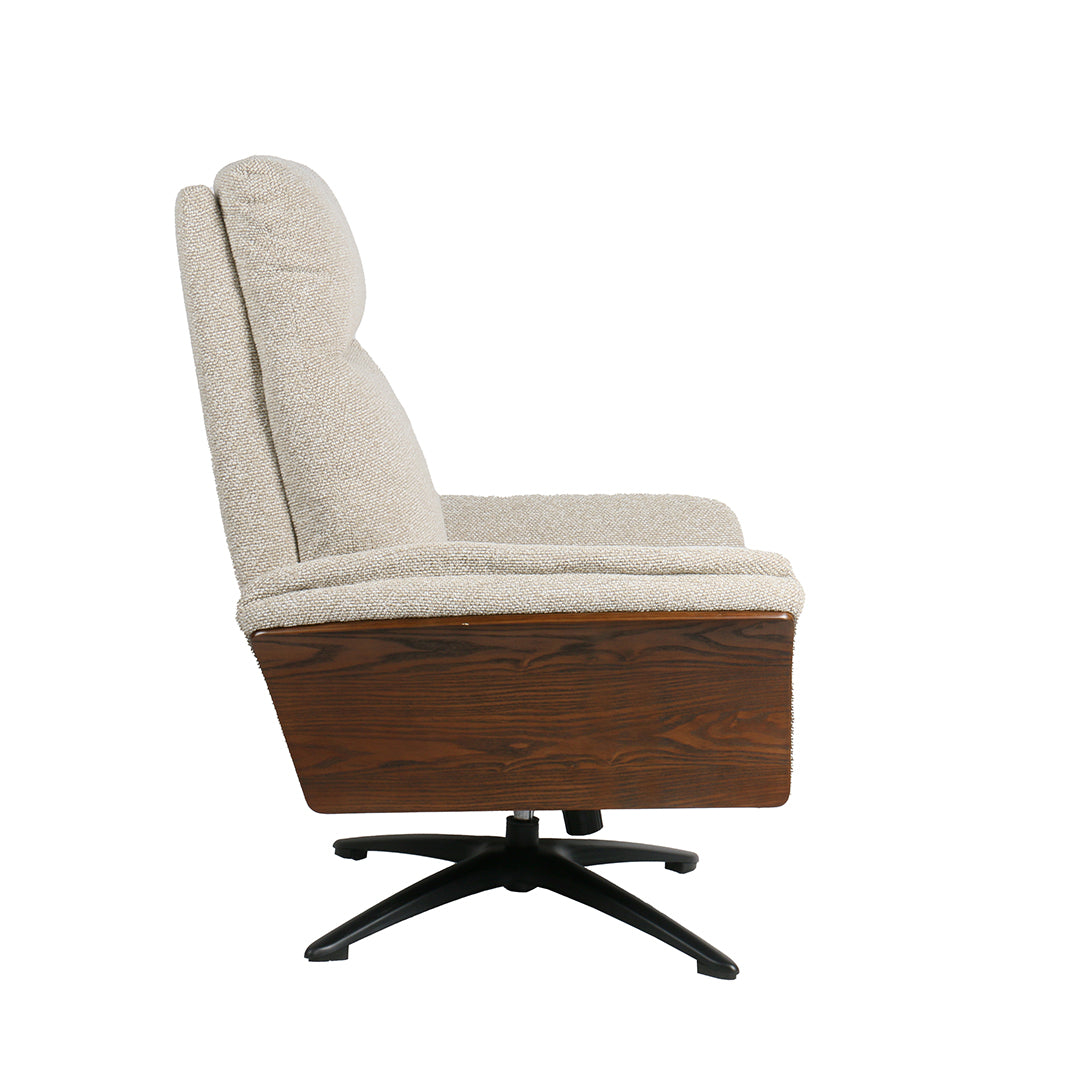 Label51 - Fauteuil relax Zenza + repose-pieds - Bouclé - Naturel - 76 x 91 x 109 cm