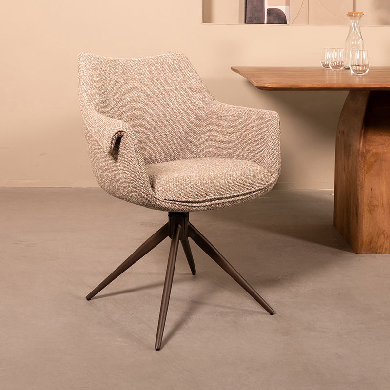 Label51 - Eetkamerstoel Narumi - Bouclé - Mushroom - 64 x 62 x 85 cm