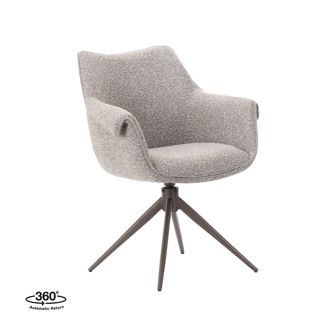 Label51 - Eetkamerstoel Narumi - Bouclé - Mushroom - 64 x 62 x 85 cm