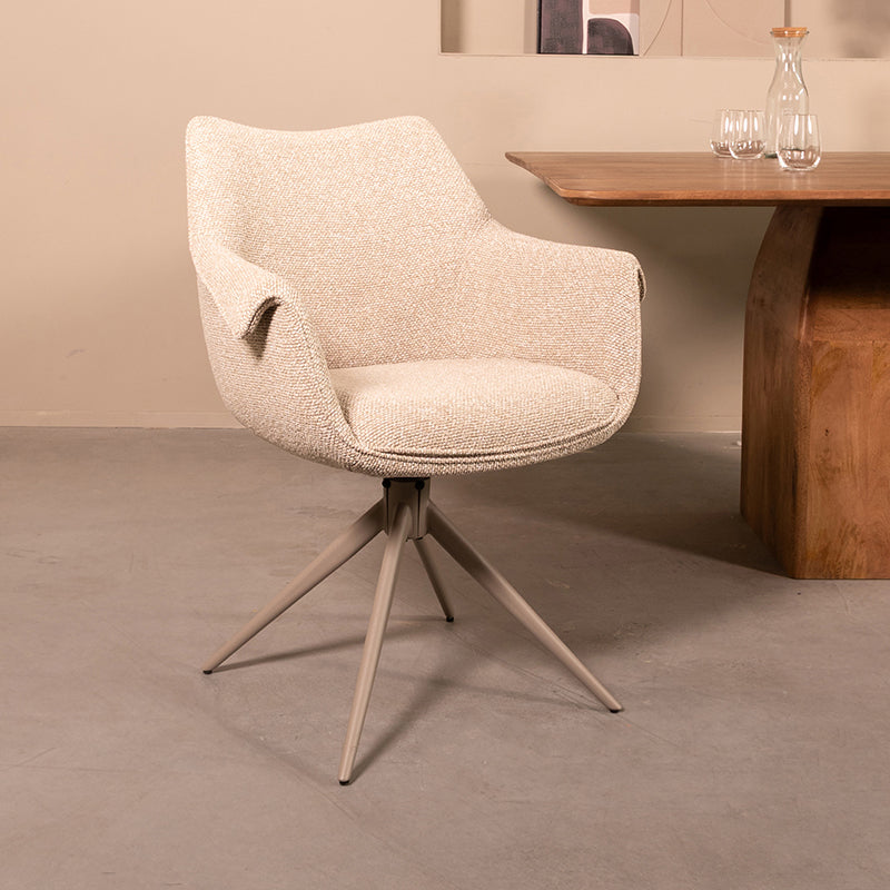 Label51 - Chaise de salle à manger Narumi - Bouclé - Naturel - 64 x 62 x 85 cm