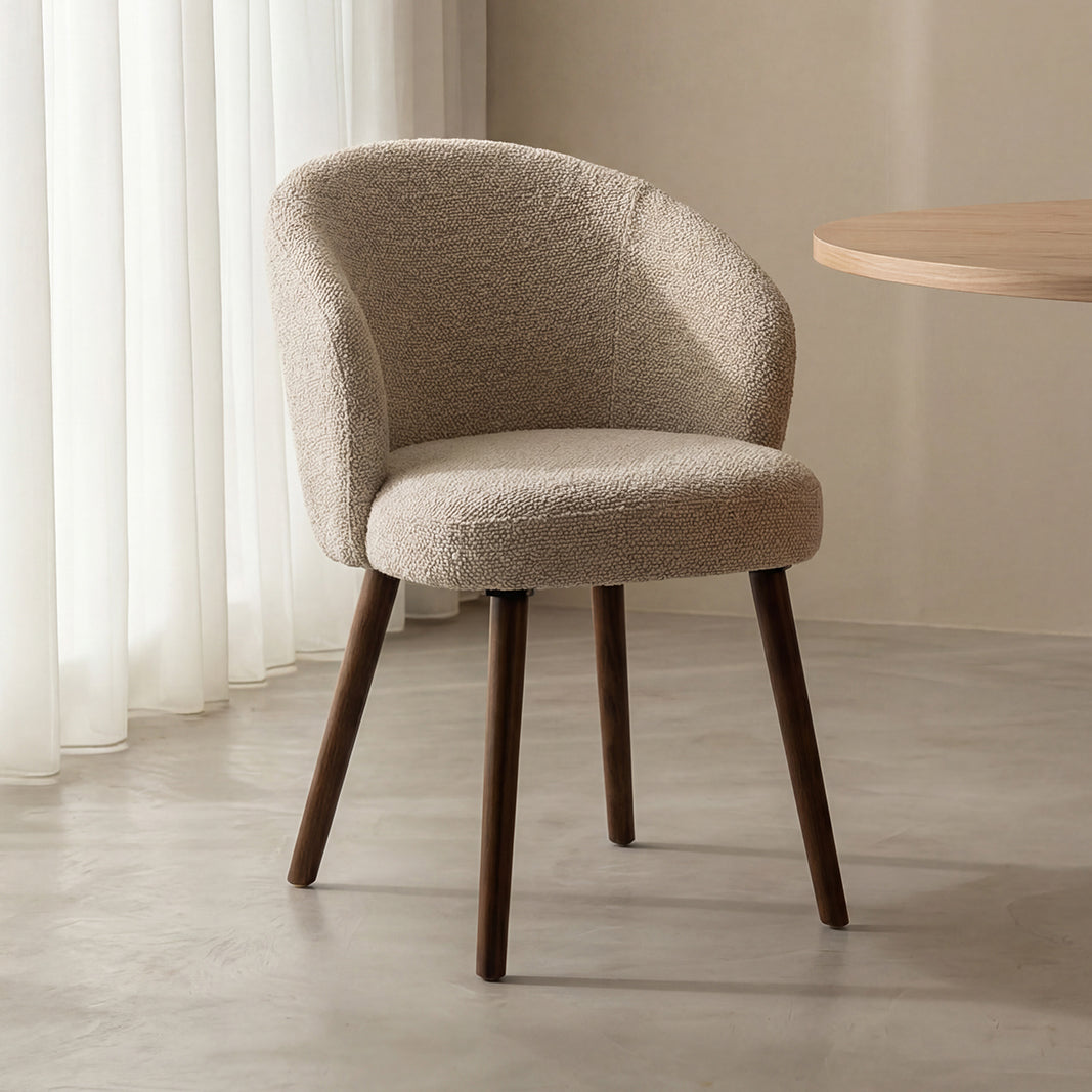 Label51 - Eetkamerstoel Shiro - Bouclé - Naturel - 58 x 61 x 82 cm