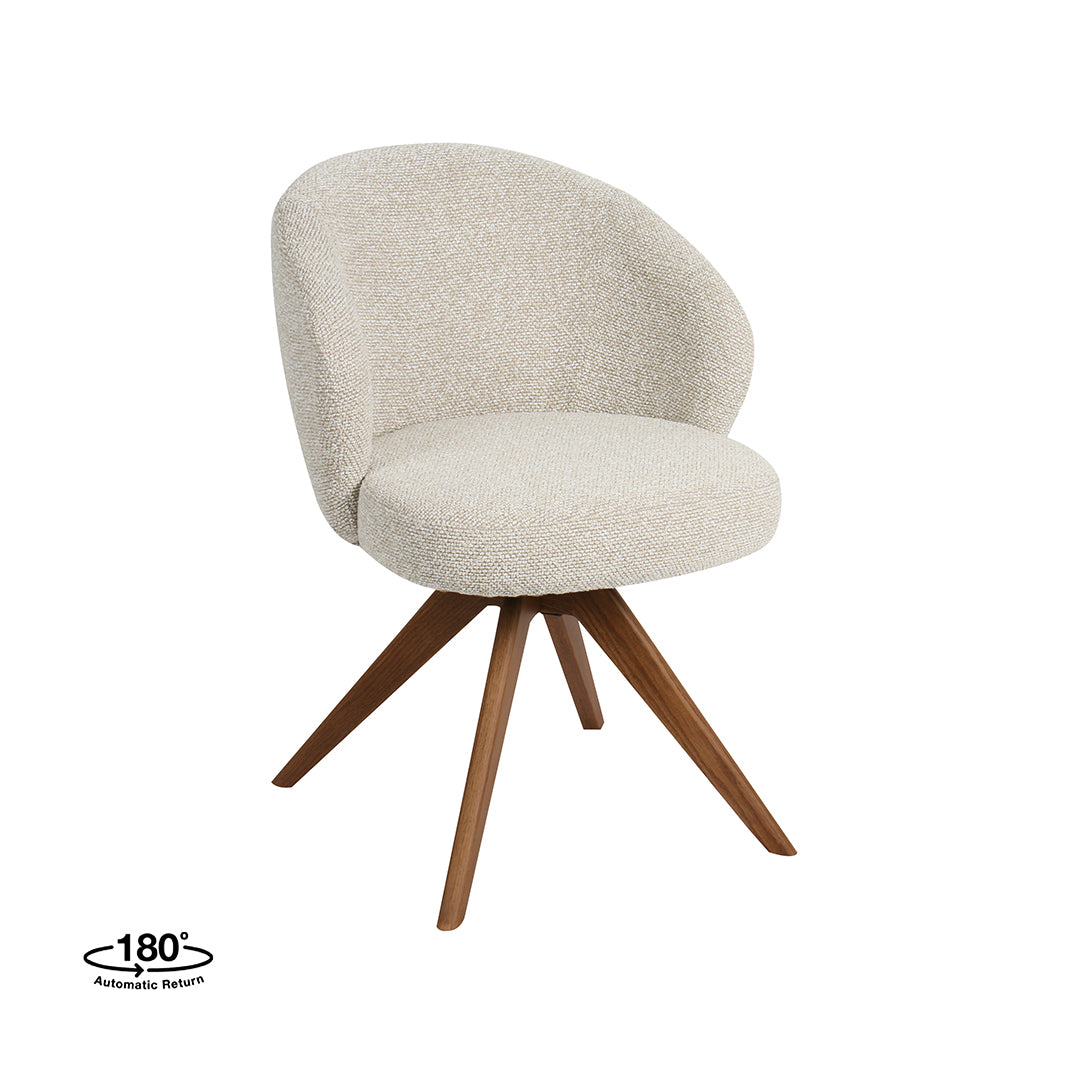 Label51 - Eetkamerstoel Sabi - Bouclé - Naturel - 58 x 61 x 80 cm