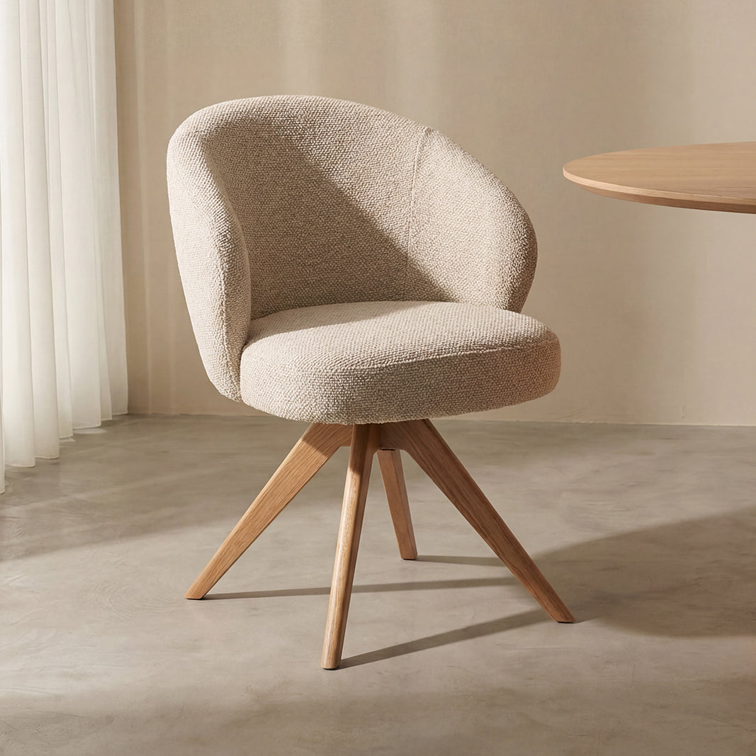 Label51 - Chaise de salle à manger Sabi - Bouclé - Naturel - 58 x 61 x 80 cm