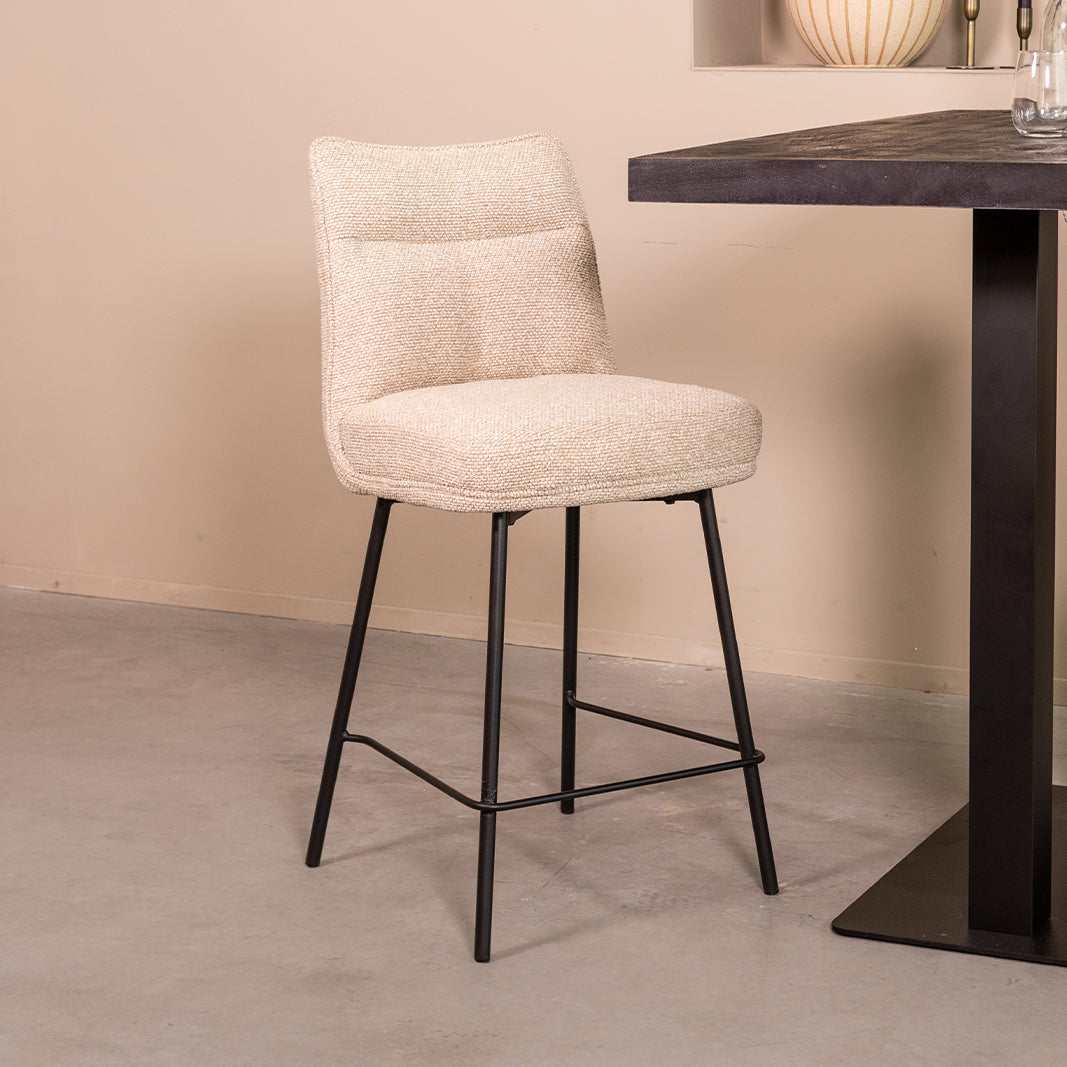 Label51 - Tabouret de bar Lennon - Bouclé - 46 x 55 x 96 cm