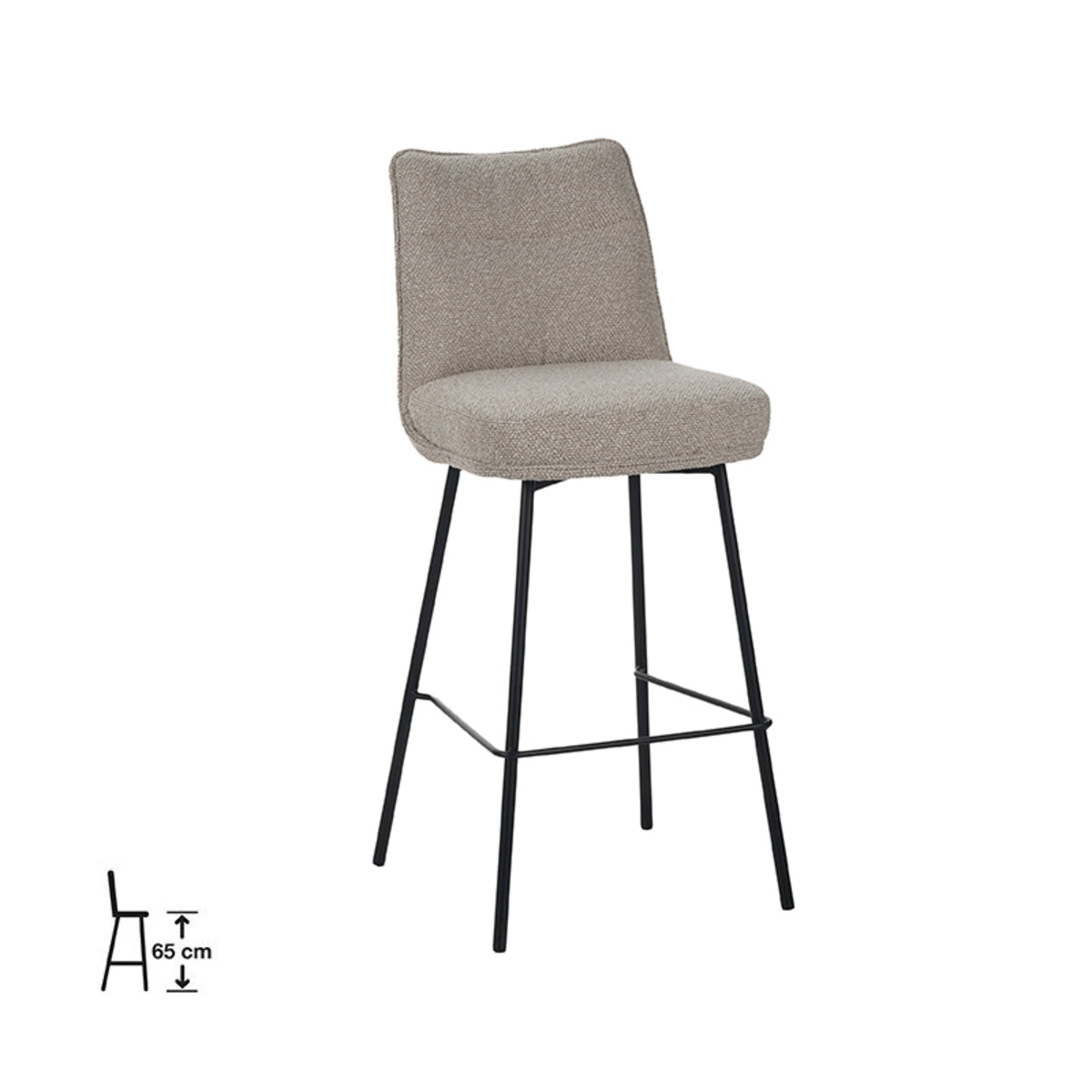 Label51 - Tabouret de bar Lennon - Bouclé - 46 x 55 x 96 cm