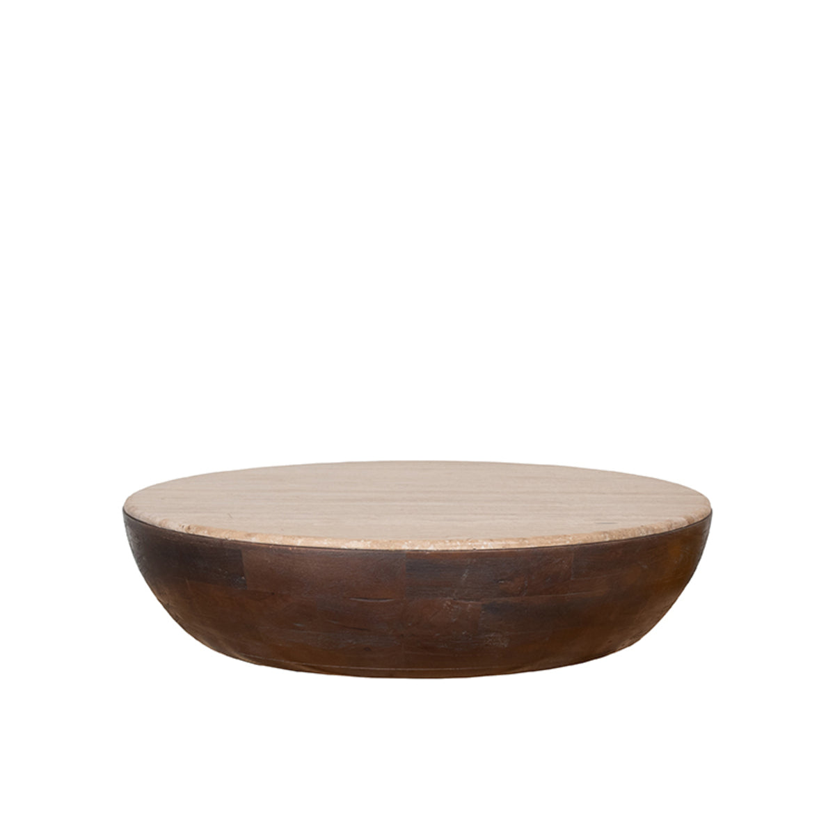 Label51 - Table basse Kom - Travertin - 90 x 90 x 25 cm