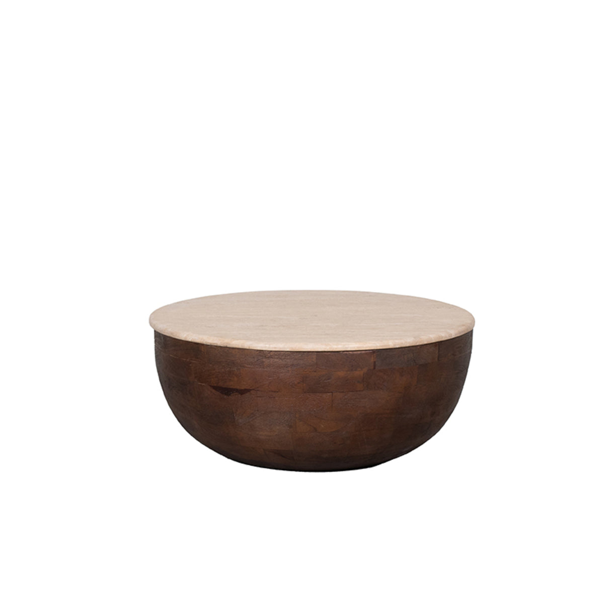 Label51 - Table basse Kom - Travertin - 70 x 70 x 30 cm