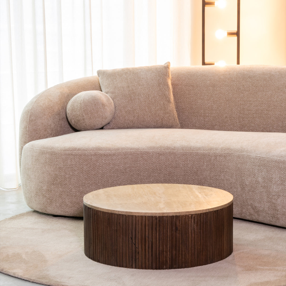 Label51 - Table basse Ribble - Travertin - 70 x 70 x 25 cm