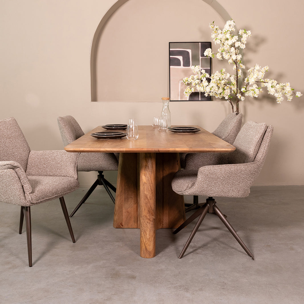 Label51 - Table à manger Scott - Bois de manguier - Naturel - 200 x 100 x 76 cm