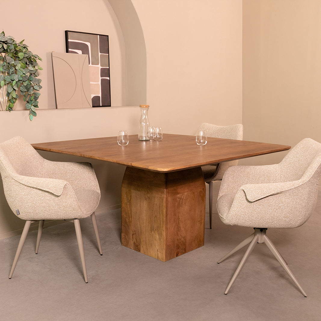 Label51 - Eettafel Ingo - Mangohout - Naturel - 130 x 130 x 76 cm