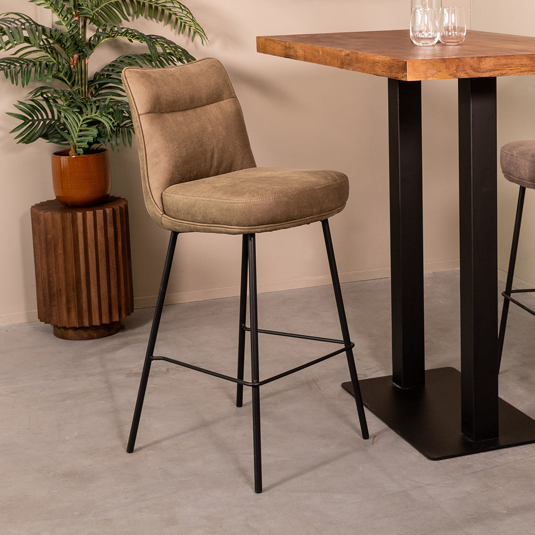 Label51 - Tabouret de bar Lennon - Microsuède - Vert mousse - 46 x 55 x 107 cm