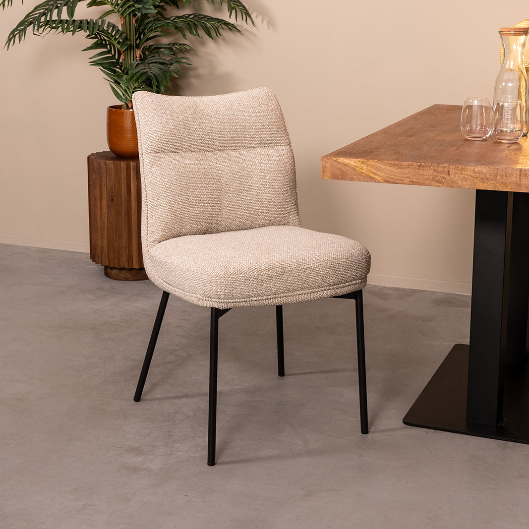 Label51 - Chaise de salle à manger Lennon - Bouclé - Naturel - 50 x 65 x 89 cm