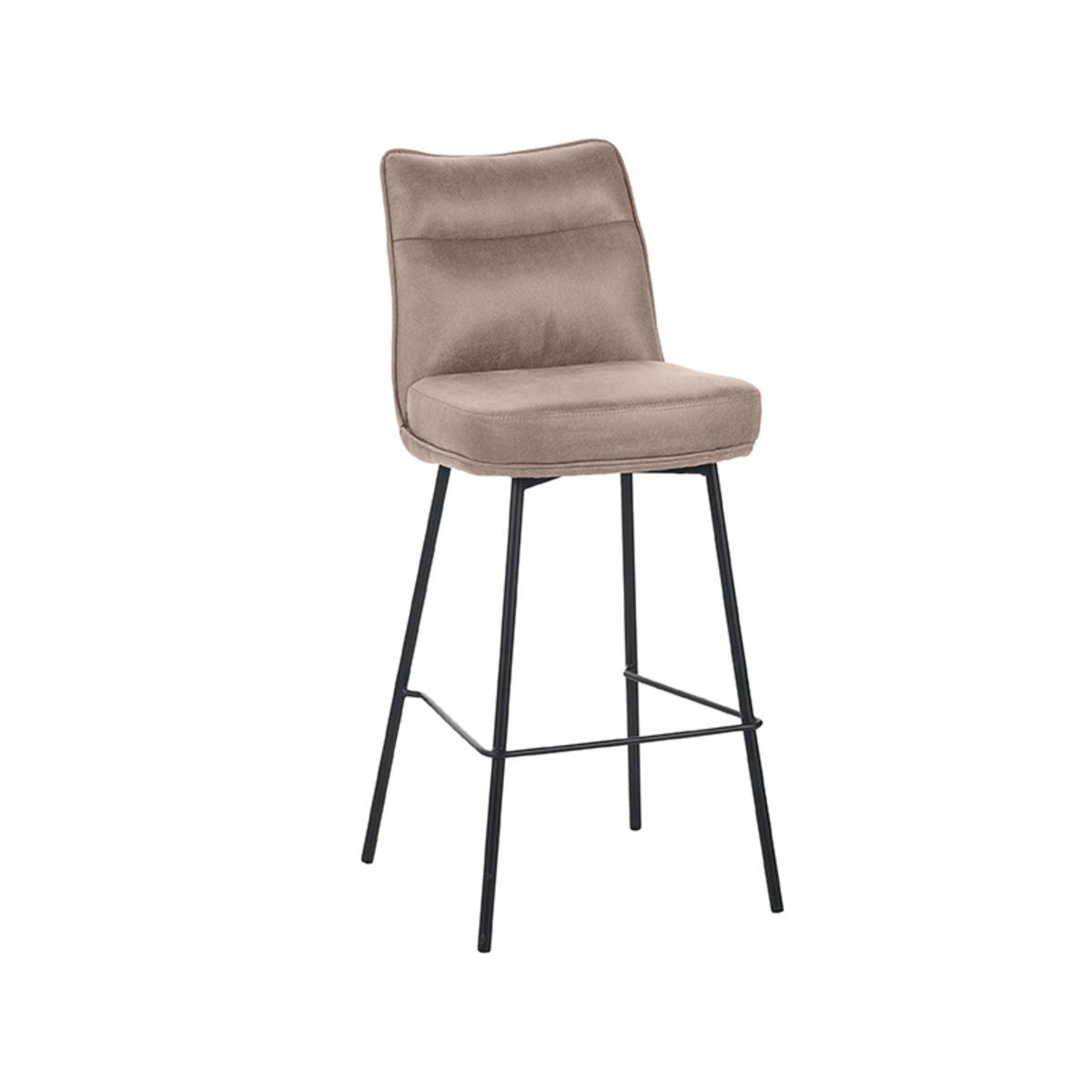 Label51 - Tabouret de bar Lennon - Microsuède - Taupe - 46 x 55 x 107 cm