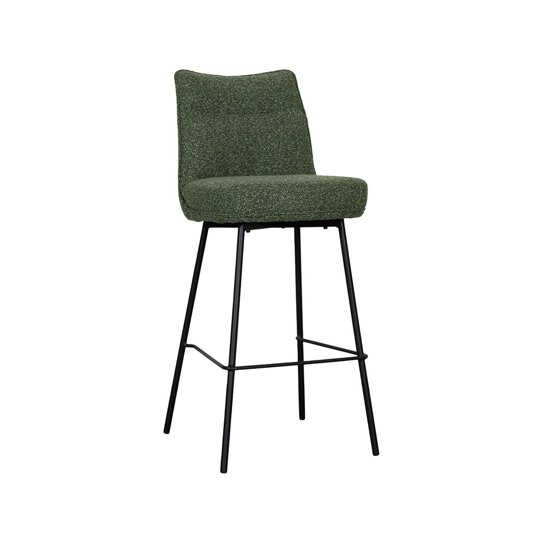Label51 - Tabouret de bar Lennon - Bouclé - Vert forêt - 46 x 55 x 107 cm