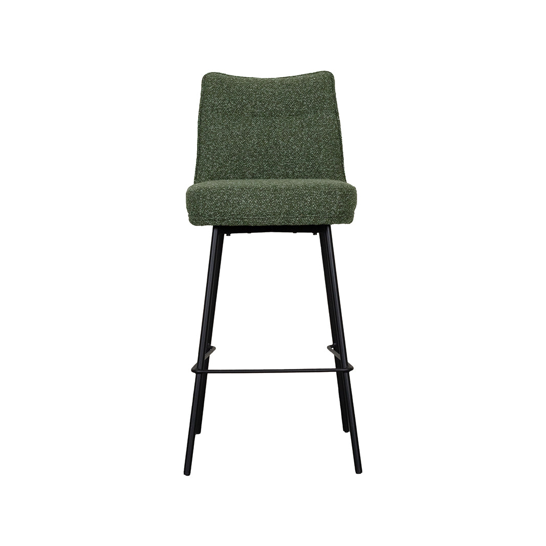 Label51 - Tabouret de bar Lennon - Bouclé - Vert forêt - 46 x 55 x 107 cm