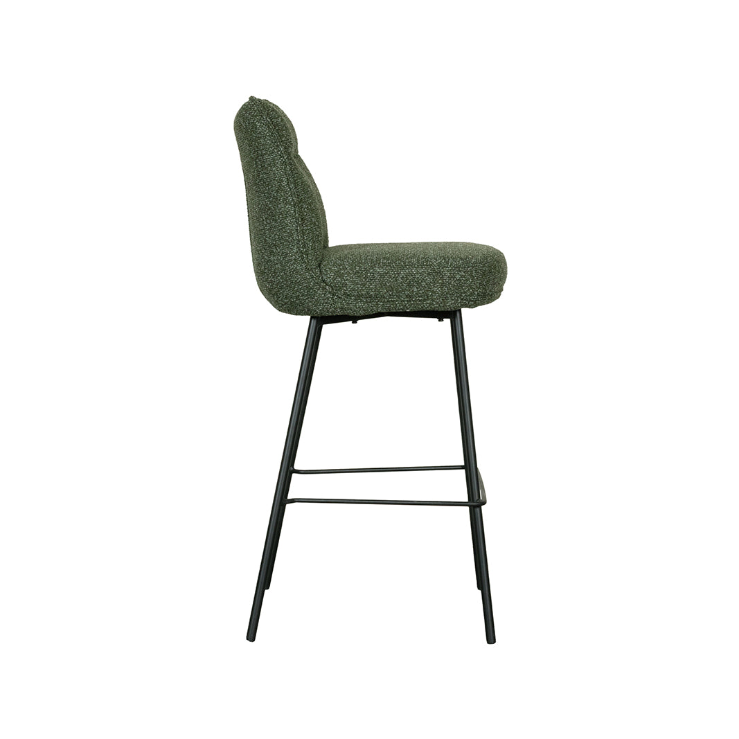 Label51 - Tabouret de bar Lennon - Bouclé - Vert forêt - 46 x 55 x 107 cm