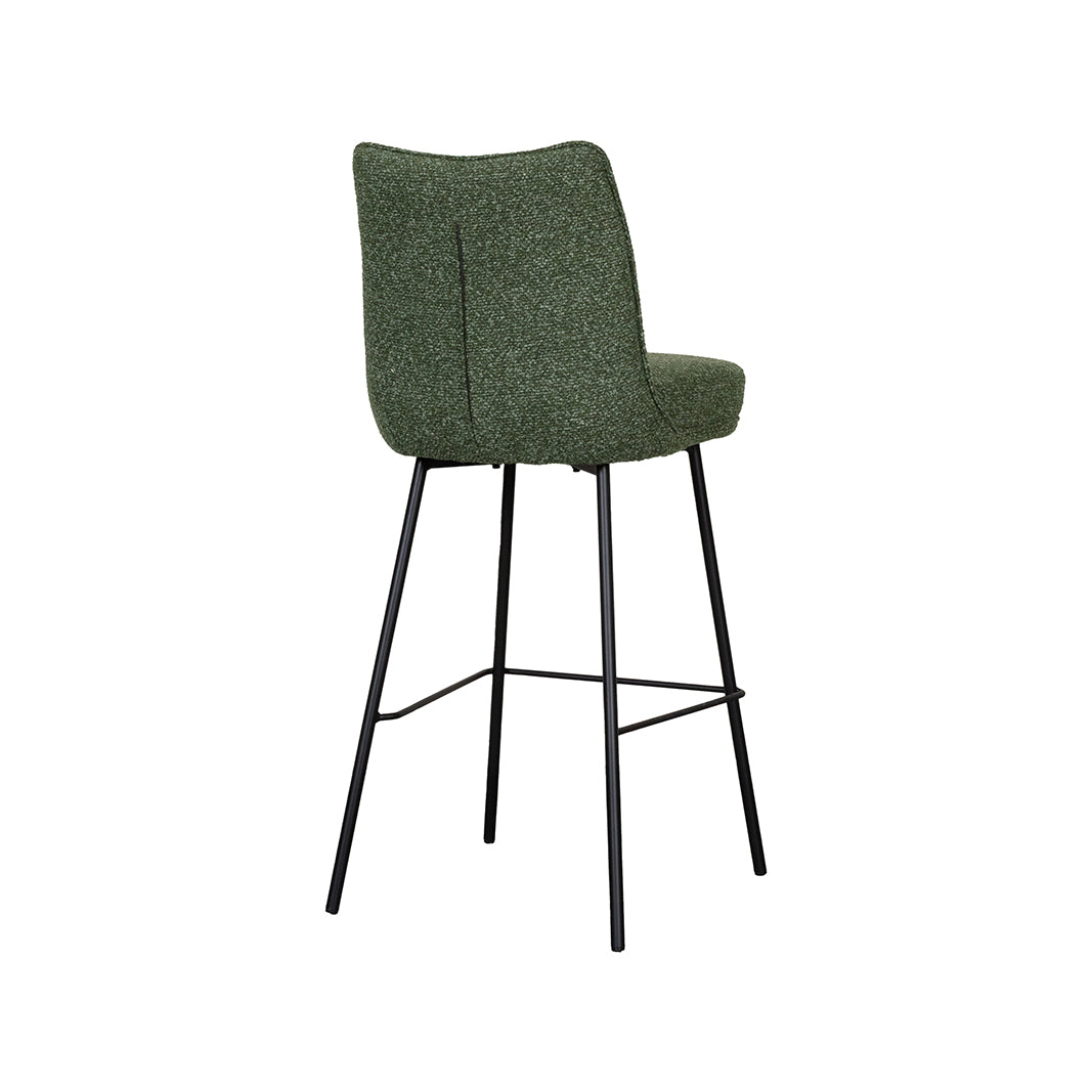 Label51 - Tabouret de bar Lennon - Bouclé - Vert forêt - 46 x 55 x 107 cm