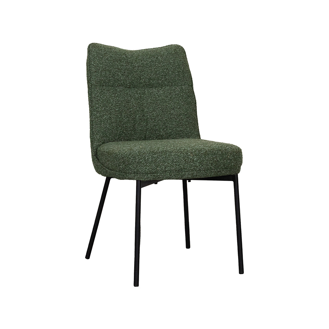 Label51 - Chaise de salle à manger Lennon - Bouclette - Vert forêt - 50 x 65 x 89 cm