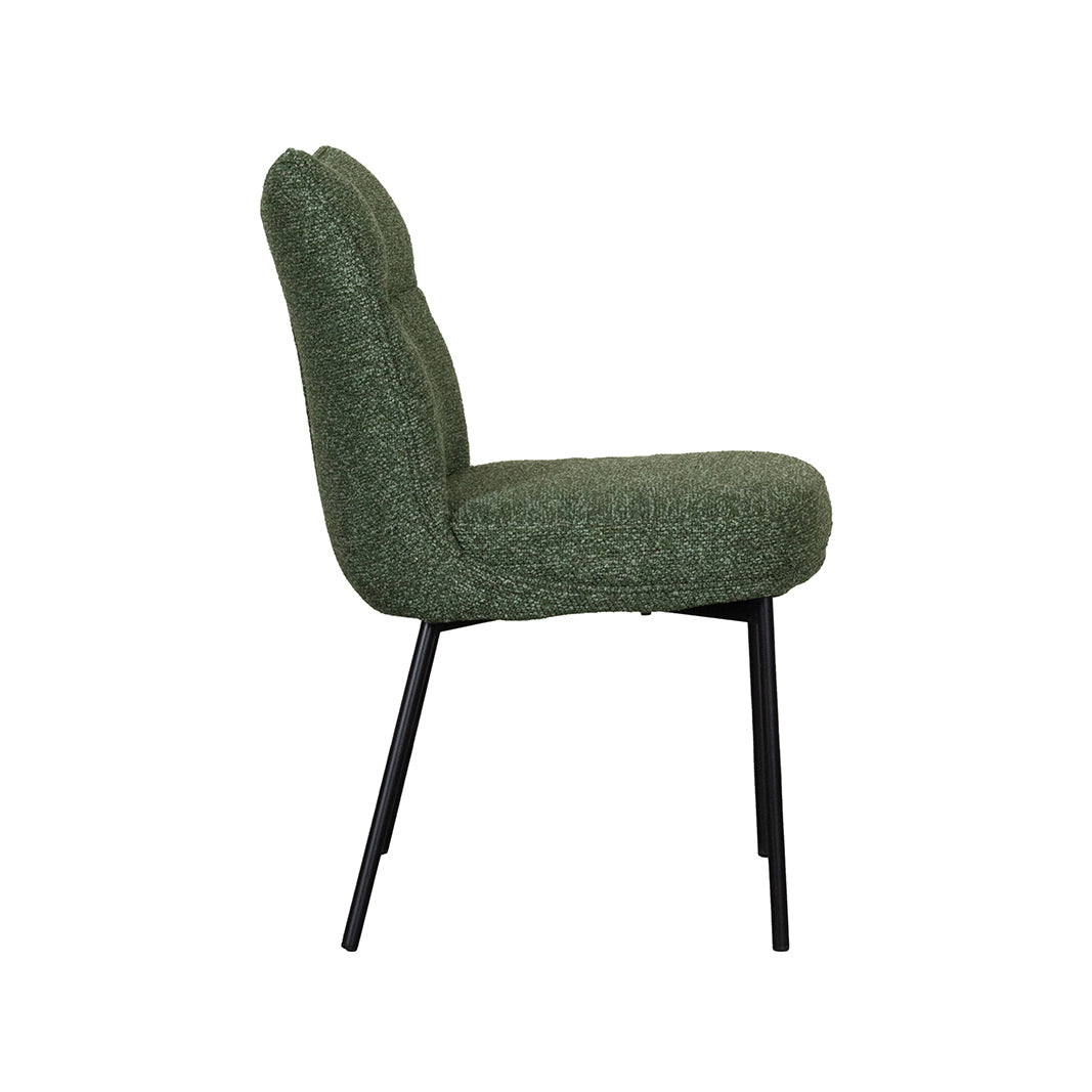 Label51 - Chaise de salle à manger Lennon - Bouclette - Vert forêt - 50 x 65 x 89 cm