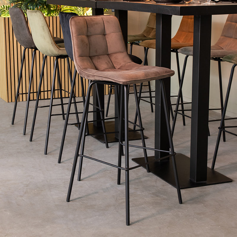 Label51 - Tabouret de bar Bistro - Velours - Taupe - 44 x 51 x 105 cm
