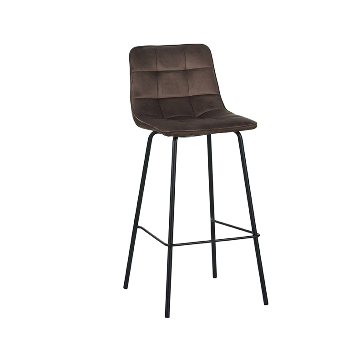 Label51 - Tabouret de bar Bistro - Velours - Taupe - 44 x 51 x 105 cm